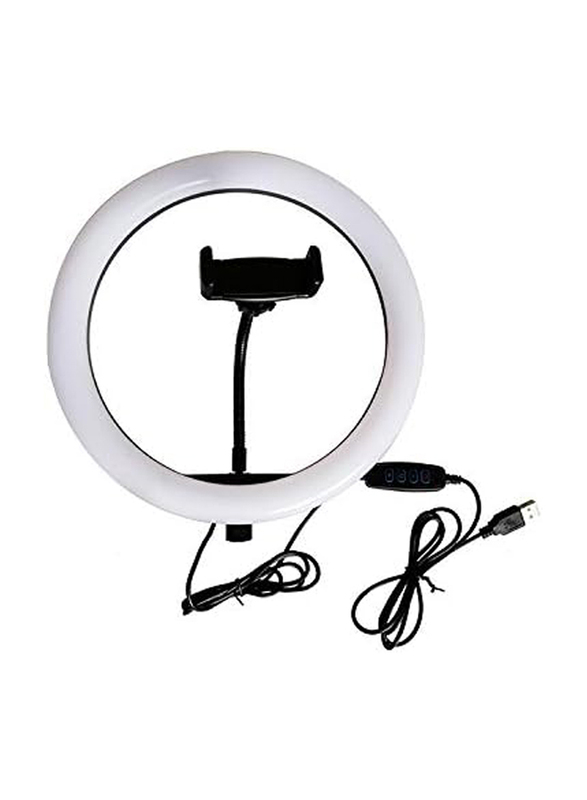 10-inch LED Selfie Ring Light with Flexible Rod & Aluminium Ball Head Cell Phone Holder, Black