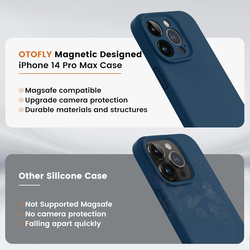 Otofly Apple iPhone 14 Pro Max Magnetic MagSafe Shockproof Silicone Mobile Phone Case Cover, Storm Blue