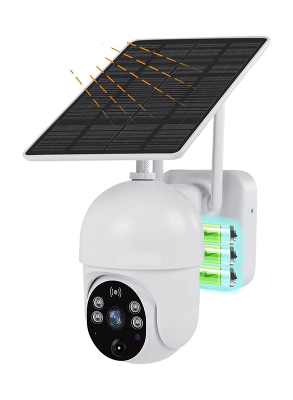 Wireless 4G Solar Powered Outdoor Security Surveillance Camera, White