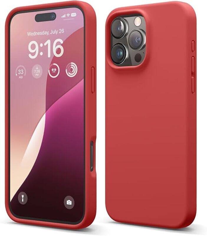 

Liquid Silicone case for iPhone 15 Pro max case cover Full Body Protection, Shockproof, Slim, Anti-Scratch Soft Microfiber Lining - red