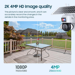 2K 4MP Security System Solar Surveillance Camera Outdoor, White