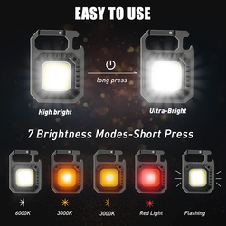 Treela 500 Lumens Bright Rechargeable Mini Flashlight with 7 Light Modes Magnetic Small Portable Pocket Keychain Light, 4 Piece, Grey