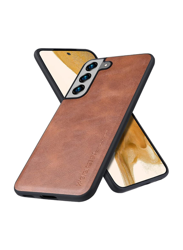 X-Level Samsung Galaxy S22 Plus 5g Earl 3 Series Anti-Scratch Leather Soft TPU Silicone Bumper Shockproof Mobile Phone Case Cover, Brown