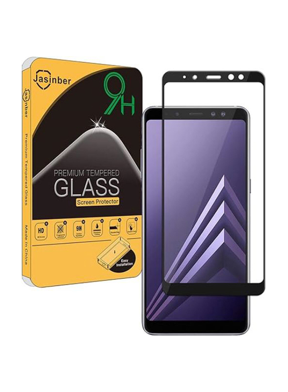 Jasinber Samsung Galaxy A8 Plus Full Screen Coverage Tempered Glass Screen Protector, Clear/Black