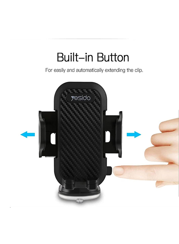 Yesido Universal 360 Degree Rotation Free Stretch Automatic Clip Mobile Phone Car Holder, C23, Black