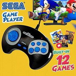 Sega Genesis Game Player Plug & Play into TV with Built-In 12 Sega Games, Black