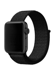 Breathable Soft Nylon Sport Replacement Wrist Strap Band for Apple Watch 42/44mm/38/40mm Series SE/6/5/4 /42/44mm, Black