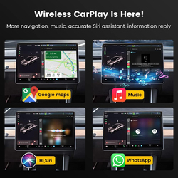 Carlinkit Tesla Wireless Carplay Adapter for Tesla All Cars Plug&Play 5G Chip for iPhone Fastest Speed Wireless Apple Car Play USB/Type C 2Cables, Black