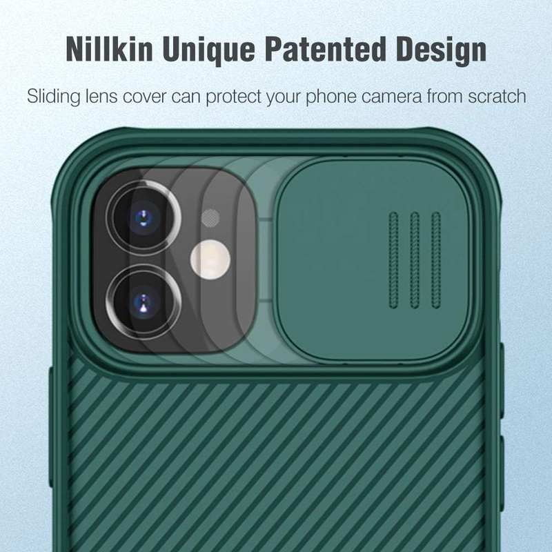 Nillkin Apple iPhone 12 Mini Hard PC Camera Protective Anti-Scratch Mobile Phone Case Cover, Dark Green