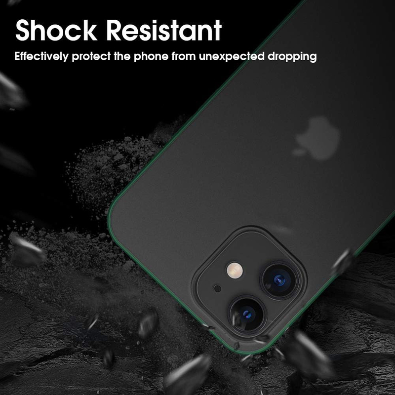 X-level Apple iPhone 12 Pro/iPhone 12 6.1"(2020) Slim Matte Finish Military Grade Protective Hard Back Mobile Phone Case Cover with Soft Edge Bumper Shockproof and Anti-Drop Case, Green/Black