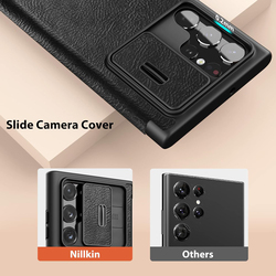 Nillkin Samsung Galaxy S22 Ultra 5G 6.8'' 2022 Wallet Mobile Phone Case Cover with Card Holder & Camera Cover, Black