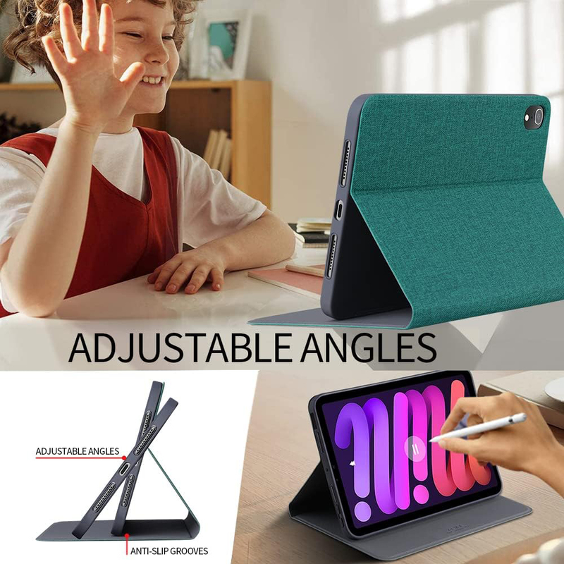 X-Level 8.3-inch Apple iPad mini 6 (2021) (6th Gen) New Lightweight Slim Protective Soft TPU Back Stand Auto Wake/Sleep Support iPad Pencil Charging Tablet Case Cover, Green