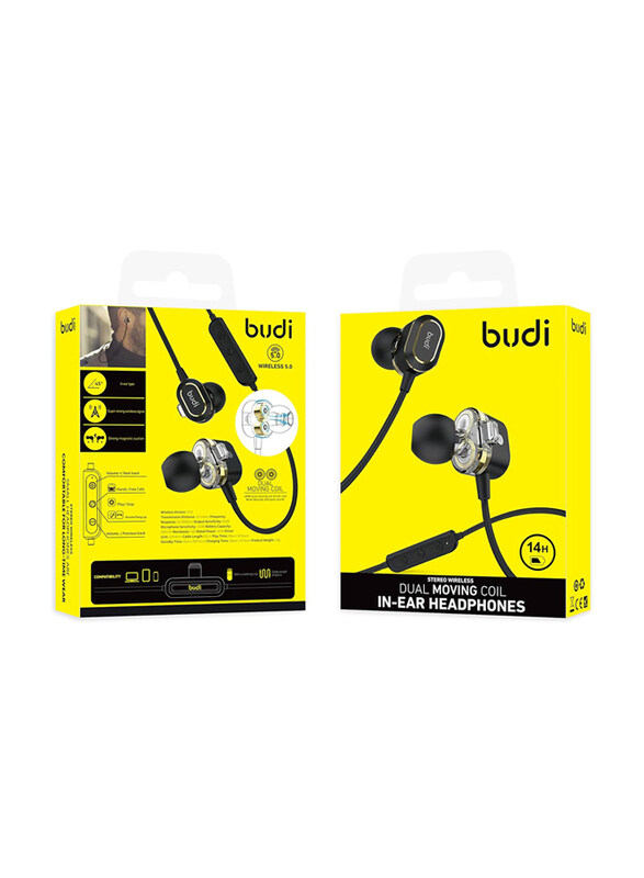 

Budi In-Ear Wireless Earphone Dual Moving Coil, Black