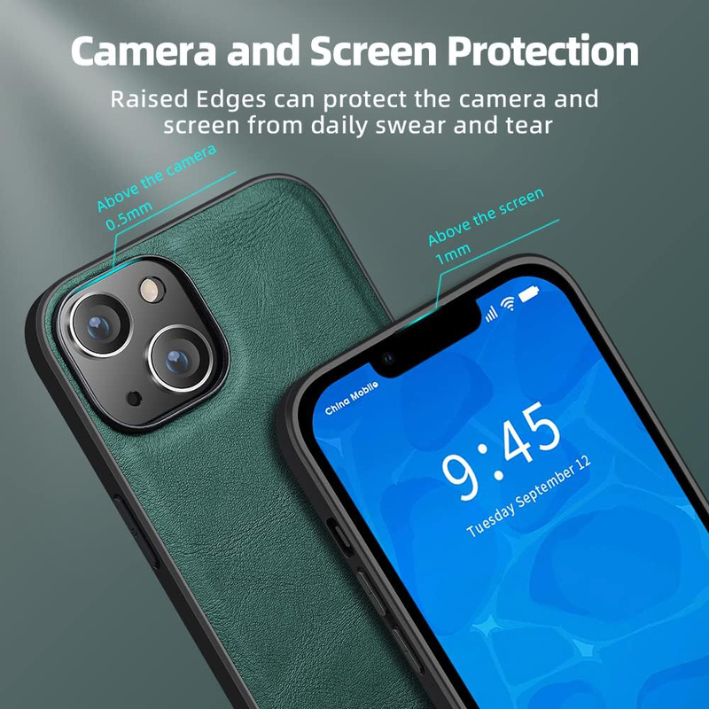 X-Level Apple iPhone 14 2022 Premium PU Leather Slim Protective Business Design Luxury Rugged Shockproof Anti-Scratch Mobile Phone Case Cover, Green