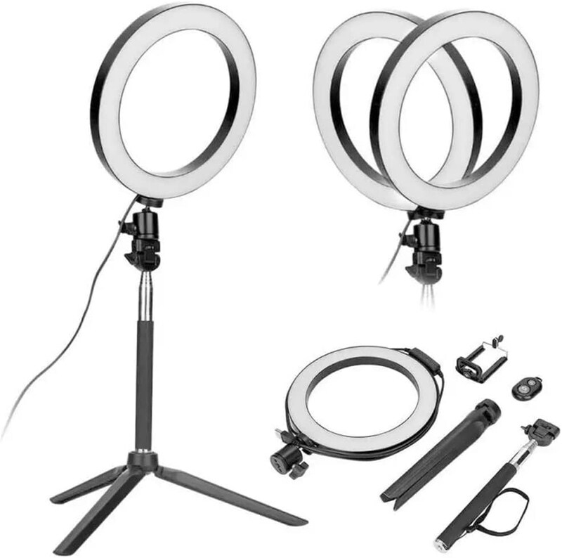 

Multiple LED Live Broadcast Ring Fill Light Set, 20cm, Black
