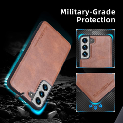 X-Level Samsung Galaxy S22 Plus 5g Earl 3 Series Anti-Scratch Leather Soft TPU Silicone Bumper Shockproof Mobile Phone Case Cover, Brown