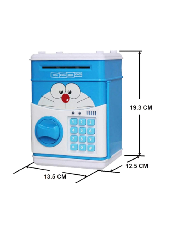 R H Lifestyle Doremon Cartoon ATM Piggy Bank with Password, Blue/White