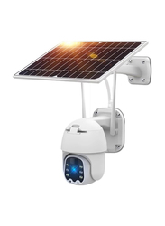 Wifi Solar Power Security 3MP Ip Ptz Human Detection Outdoor Waterproof Camera with Battery, White