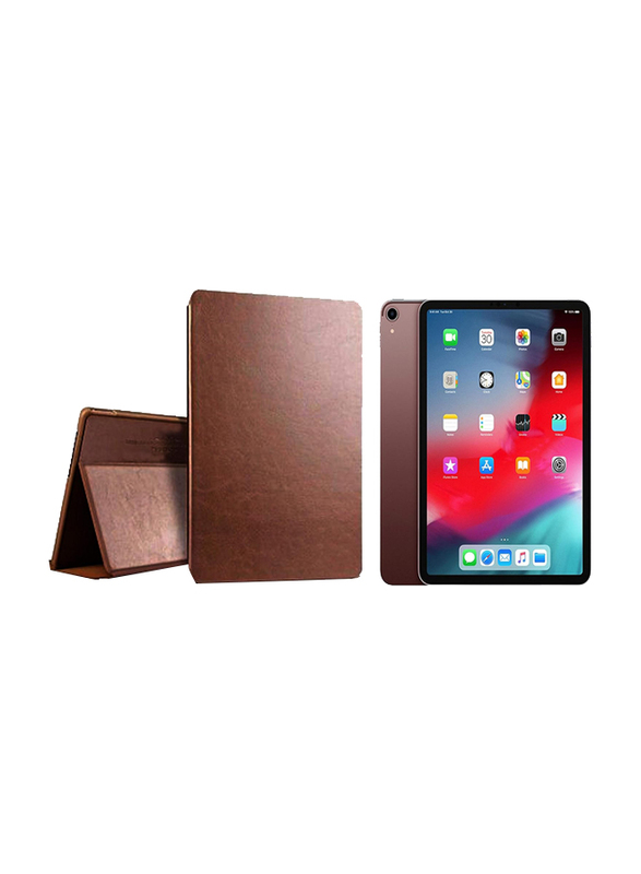 Kaku Apple iPad Pro 11-Inch 2018 PU Leather Smart Stand Case Magnetic Protective Shell Tablet Phone Flip Case Cover, Brown