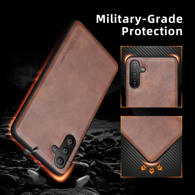 X-Level Samsung Galaxy A13 5G Case Ultra-Thin Slim Premium PU Leather Elegant Soft TPU Bumper Shockproof Protective Mobile Phone Case Cover, Brown