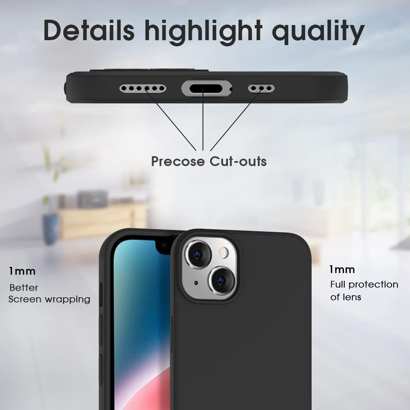 X-Level Apple iPhone 14 Plus 6.7-Inch 2022 Ultra-Thin Dynamic Series Slim Soft Gel Rubber Camera Protection Anti-Scratch Microfiber Lining Cushion Shockproof Mobile Phone Case Cover, Black