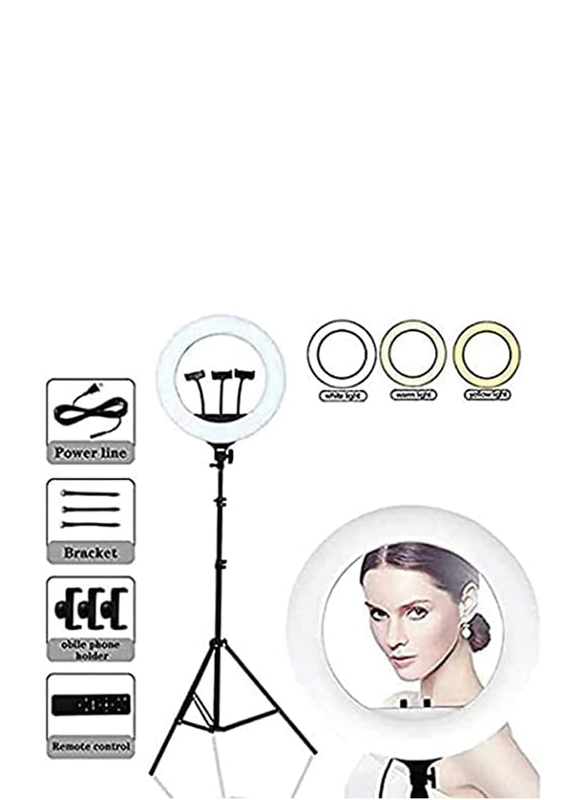 Mulugeta Led Ring Light 21-Inch Photographic lighting 2700-6500K LED Ring Lamp With Tripod Remote Ring Light, Black