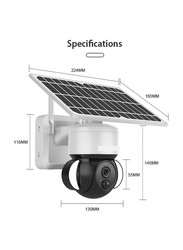 Wireless Outdoor Solar Smart Light Security Cameras with 4g Sim, Full Color Night Vision & 3MP HD PTZ Camera Pir Detection, White