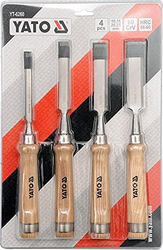 Yato 4-Piece Double Blister Card Wooden Handle Chisel Set, YT-6260, Brown/Silver