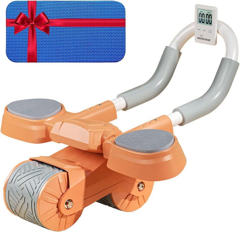 

NBLE Automatic Rebound Ab Abdominal Exercise Roller Wheel with Elbow Support and Timer with Non-Slip Pads, Orange
