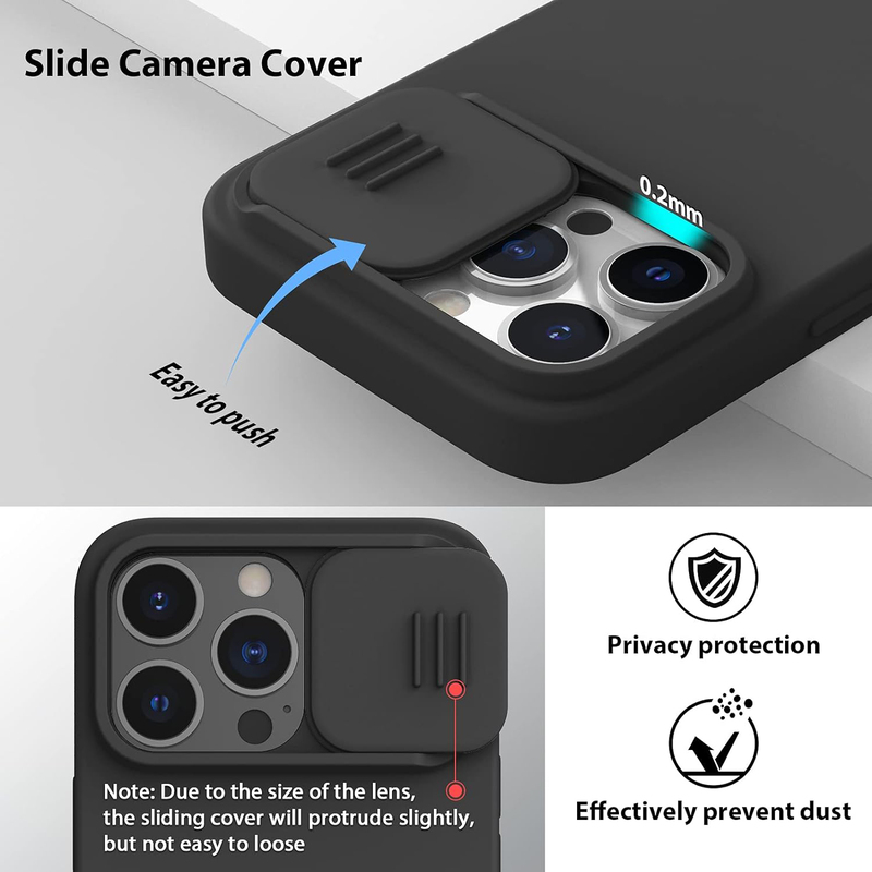 Nillkin Apple iPhone 13 Pro Magnetic Cam Shield Silky Silicone Mobile Phone Case Cover with Slide Camera, Black