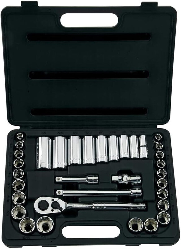 

Stanley 34-Piece 3/8-Inch Drive Mechanics Tool Set with SAE Sockets, 85-405, Silver