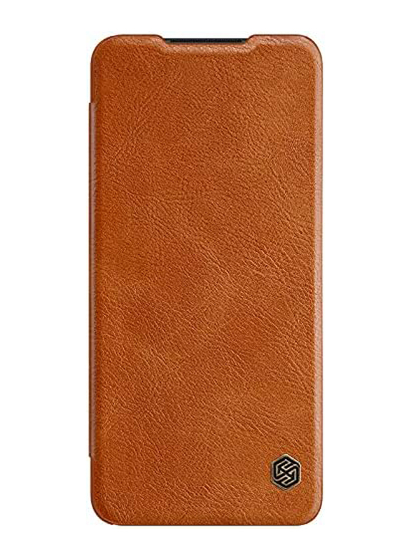 Nillkin Qin Samsung Galaxy A12 Leather Flip Mobile Phone Case Cover, Brown