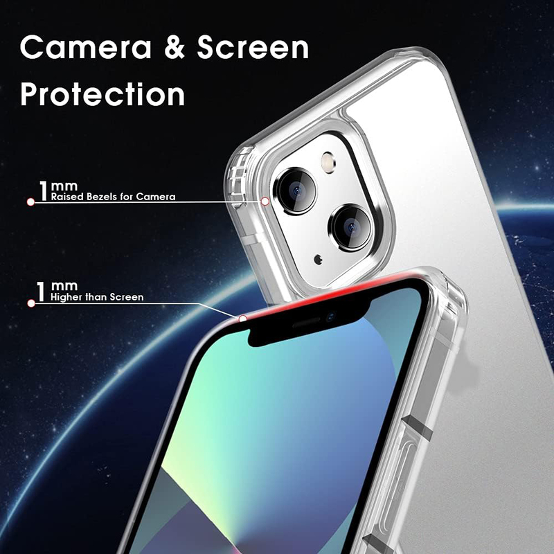 X-Level Apple iPhone 13 Protective Military Grade Drop Protection Frosted Translucent Anti-Drop Hard PC Slim Thin Mobile Phone Case Cover with Soft Silicone Edge, Clear