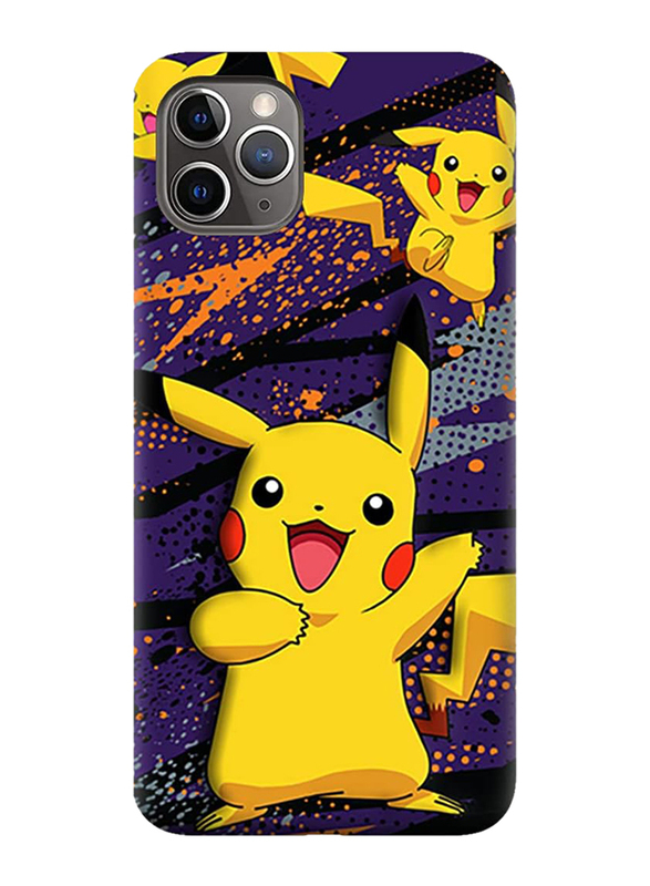 Apple iPhone 11 Pro Max Protective TPU Mobile Phone Case Cover with Pikachu Design, Multicolour