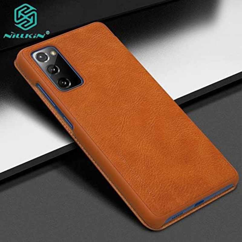 Nillkin Samsung Galaxy S20 Fe Luxury Leather Book Wallet Protective Flip Mobile Phone Case Cover, Brown