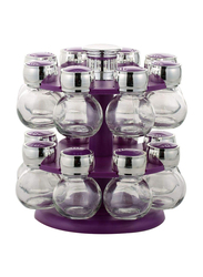 Poja Glass Spice Jar Rack Set, 16 Pieces, Multicolour