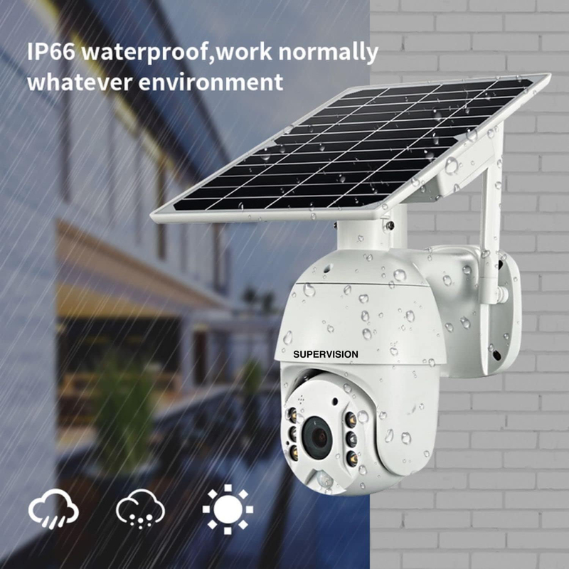 Supervision 4g 5MP Sim Card Solar PTZ Outdoor Solar Camera with Wi-Fi & Sim Card, White