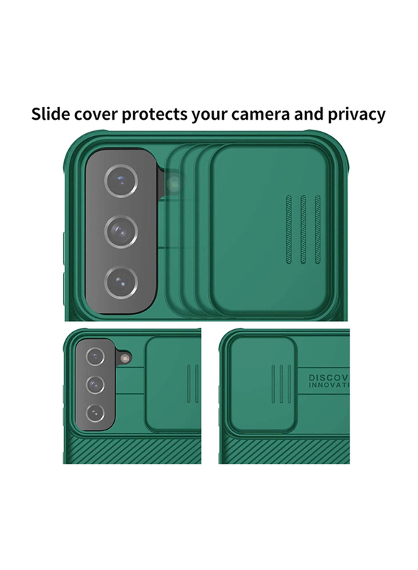 Nillkin Samsung Galaxy S21 6.2 Inch CamShield Pro Slider Camera Close & Open Double Layered Protection TPU + PC Case Cover, Dark Green