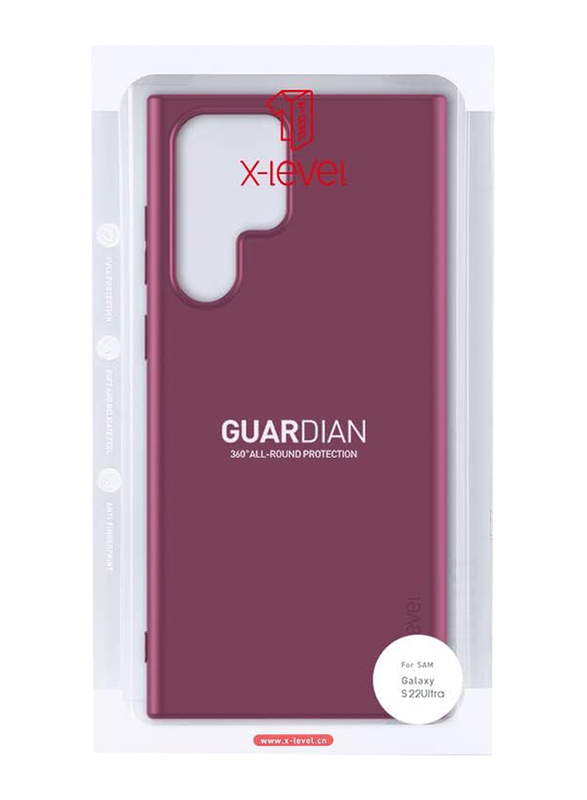 X-Level Samsung Galaxy S22 Ultra Slim Fit Soft TPU Ultra-Thin Guardian Series Light Protective Matte Finish Coating Mobile Phone Case Cover, Wine Red