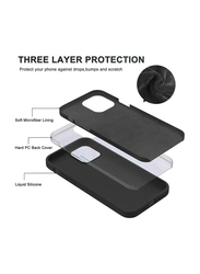 Anyos Apple iPhone 12/12 Pro 6.1 Inch Liquid Silicone Gel Rubber Full Body Protection Shockproof Drop Protection Mobile Phone Case Cover, Black