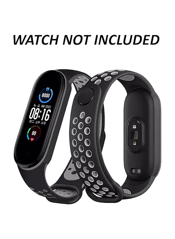 Adjustable Strap for Xiaomi Mi Band 5/Mi Band 6, Grey/Black