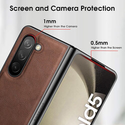 X-level Samsung Galaxy Z Fold 5 5G Ultra Thin PU Premium Leather Soft TPU Durable Shockproof Protective Classic Slim Mobile Phone Case Cover, Brown