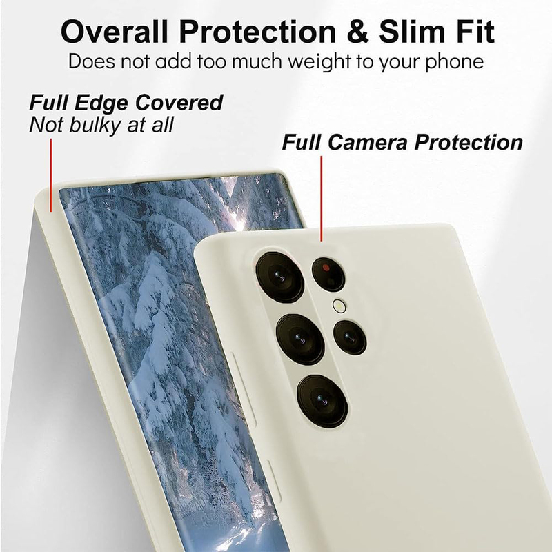 Samsung Galaxy S23 Ultra Silicone Rubber with Soft Microfiber Lining Mobile Phone Case Cover, White