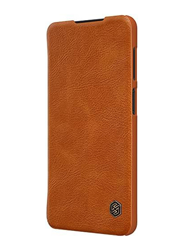 Nillkin Qin Samsung Galaxy A12 Leather Flip Mobile Phone Case Cover, Brown