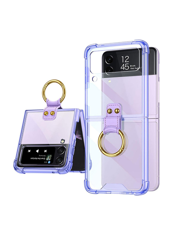 KumWum Apple iPhone 14 Plus MagSafe Wireless Charging Heavy Duty Stainless Steel Metal Frame and TPU Bumper Clear Mobile Phone Back Case Cover, Purple