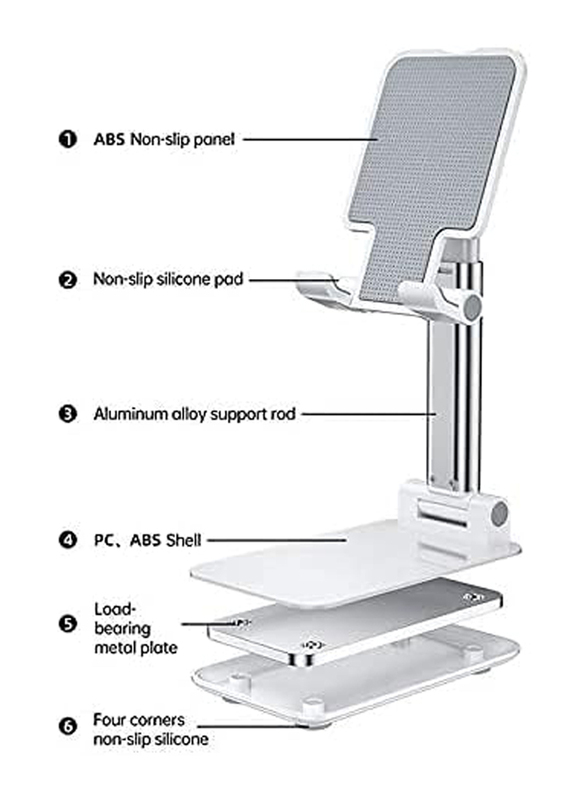 Yonk Universal Multi Angle Rotatable Non Slip Cell Phone Holder, White