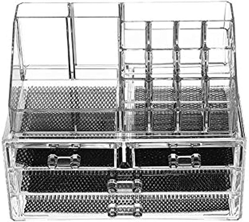 Yupfun Large Capacity Cosmetic Storage Box Makeup Organizer with 4 Drawers, Clear