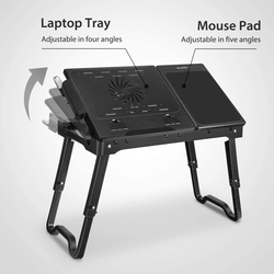 Laptop Desk with Fan and 4 Port USB Hub, Black