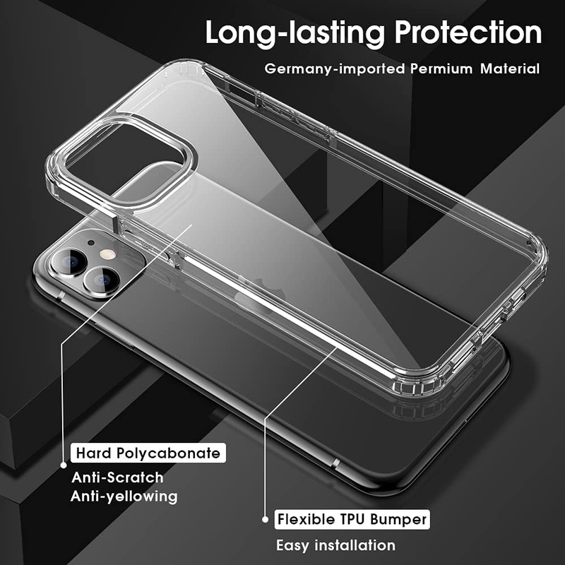 X-Level Apple iPhone 11 6.1-Inch Shockproof Transparent Slim Hard PC Back TPU Bumper Drop Protection Protective Mobile Phone Case Cover, Clear