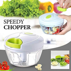 Speedy Chopper 400ml, Stainless Steel Blade Manual Mini Food Vegetable Pull Chopper, Multicolour